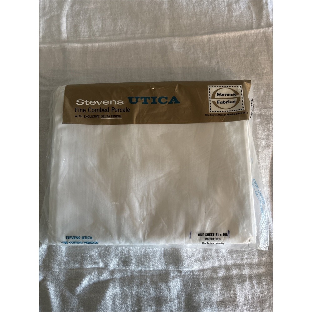 Vintage Steven's UTICA White Fine Combed Percale 1 Sheet Double Bed